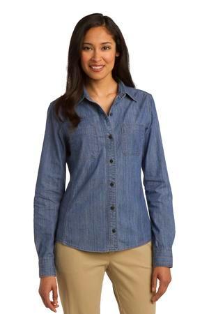 Image for DISCONTINUED Port Authority Ladies Patch Pockets Denim Shirt. L652