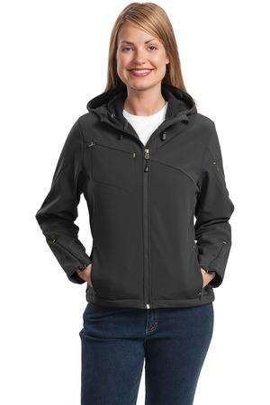 Image for Port Authority Women's Textured Hooded Soft Shell Jacket. L706