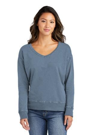 Image for Port & Company Women's Beach Wash Garment-Dyed V-Neck Sweatshirt LPC098V