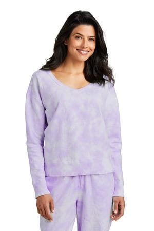 Image for Port & Company Ladies Beach Wash Cloud Tie-Dye V-Neck Sweatshirt LPC140V