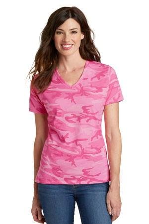 Image for DISCONTINUED Port & Company Ladies Core Cotton Camo V-Neck Tee. LPC54VC