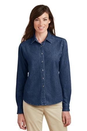 Image for Port & Company Women's Long Sleeve Value Denim Shirt. LSP10