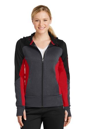 Image for Sport-Tek Women's Tech Fleece Colorblock Full-Zip Hooded Jacket. LST245