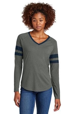 Image for Sport-Tek Women's Halftime Stripe Long Sleeve V-Neck Tee LST6043