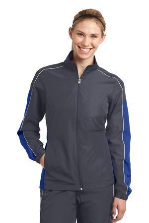 Image for DISCONTINUED Sport-Tek Ladies Piped Colorblock Wind Jacket. LST61