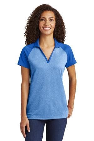 Image for Sport-Tek Women's PosiCharge RacerMesh Raglan Heather Block Polo. LST641