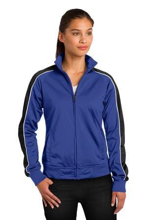 Image for DISCONTINUED Sport-Tek Ladies Piped Tricot Track Jacket. LST92