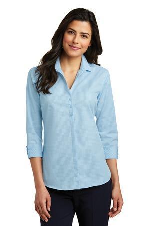 Image for DISCONTINUED Port Authority Ladies 3/4-Sleeve Micro Tattersall Easy Care Shirt. LW643