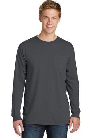 Image for Port & Company Beach Wash Garment-Dyed Long Sleeve Pocket Tee PC099LSP