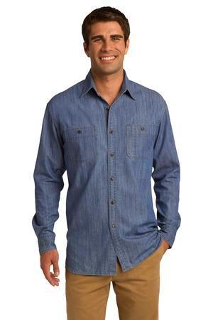 Image for DISCONTINUED Port Authority Patch Pockets Denim Shirt. S652