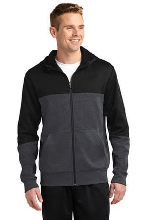 Image for Sport-Tek Tech Fleece Colorblock Full-Zip Hooded Jacket. ST245