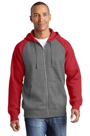 Image for Sport-Tek Raglan Colorblock Full-Zip Hooded Fleece Jacket. ST269