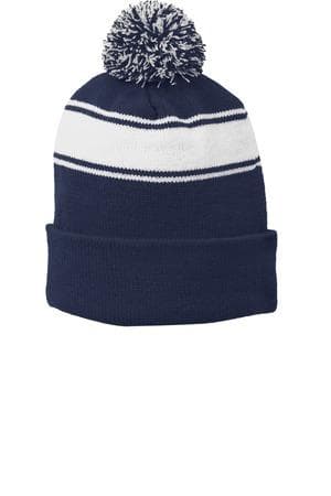 Image for Sport-Tek Stripe Pom Pom Beanie. STC28