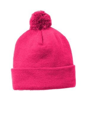 Image for Sport-Tek Solid Pom Pom Beanie. STC37