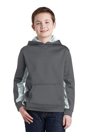 Image for Sport-Tek Youth Sport-Wick CamoHex Fleece Colorblock Hooded Pullover. YST239