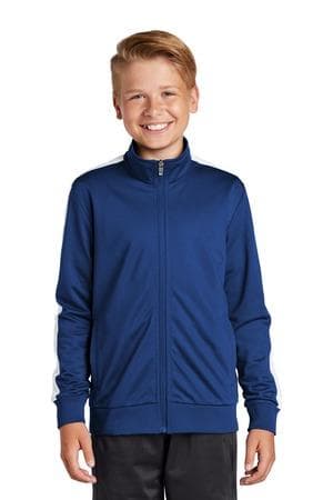 Image for Sport-Tek Youth Tricot Sleeve Stripe Track Jacket. YST94