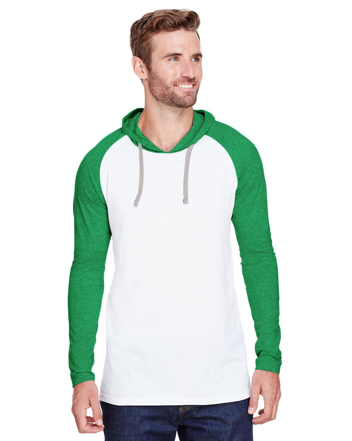 Image for Men's Hooded Raglan Long Sleeve Fine Jersey T-Shirt