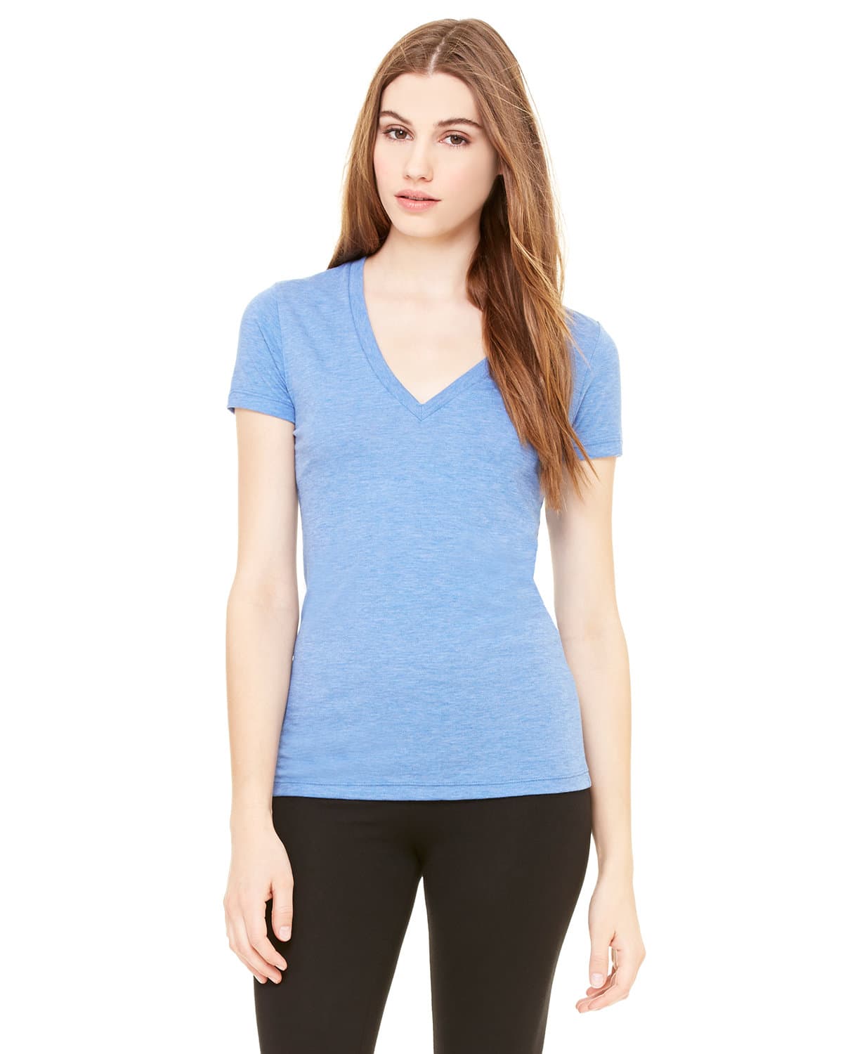 Image for Ladies' Triblend Short-Sleeve Deep V-Neck T-Shirt