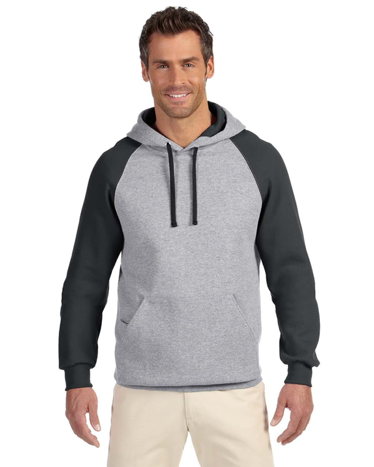 Image for Adult NuBlend® Colorblock Raglan Pullover Hooded Sweatshirt