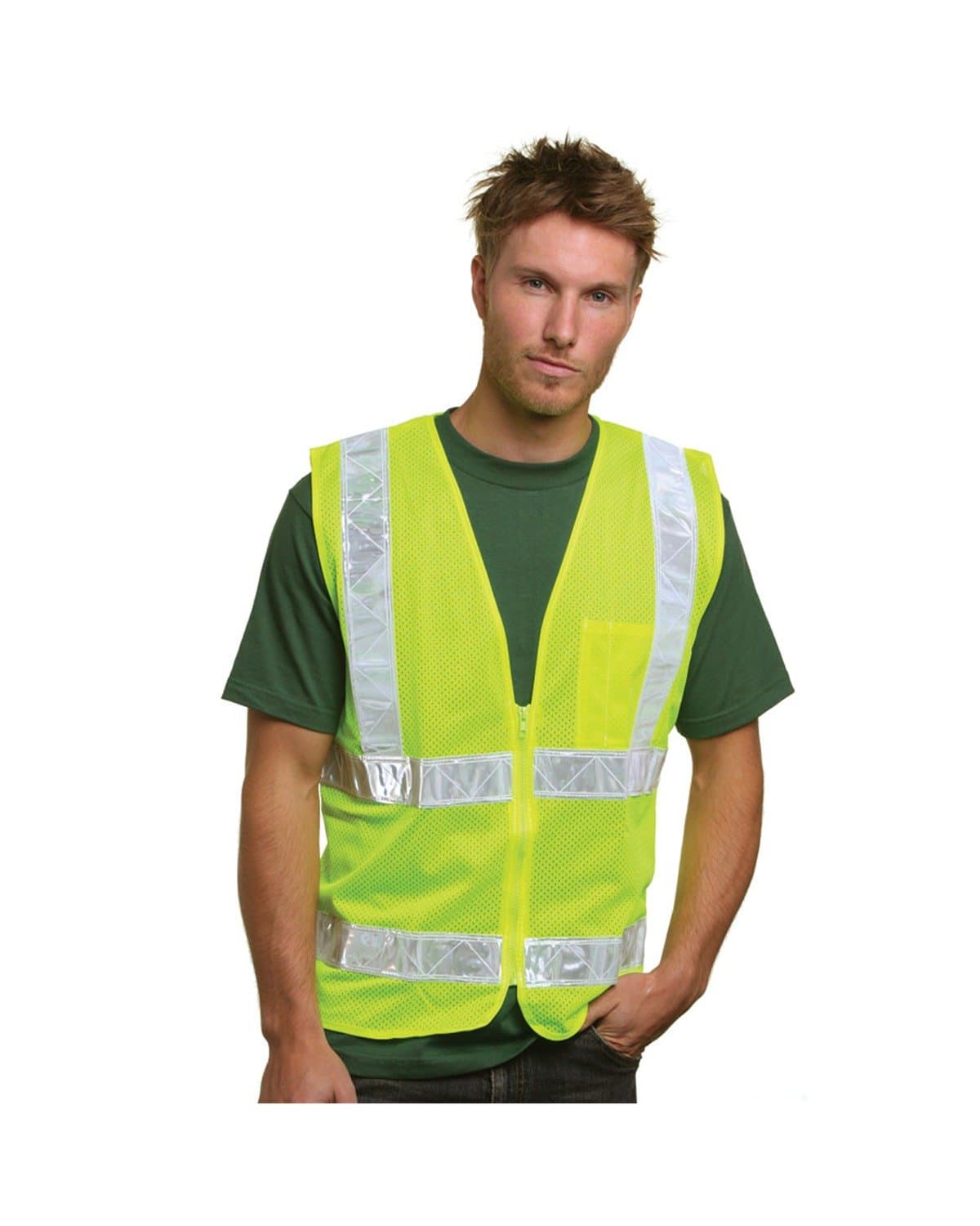 Image for Unisex USA Made M2261L/SZ Class 2, Level 2 ANSI High Vis Mesh Safety Vest