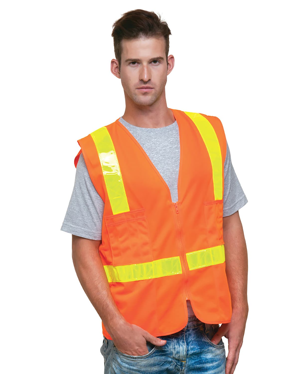 Image for Unisex USA Made  22Surv-Y Class 2 ANSI High Vis Surveyor Safety Vest