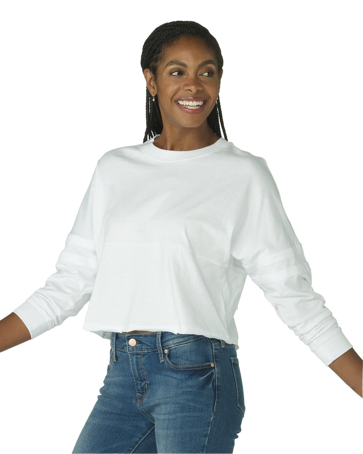 Image for Ladies' Cropped Retro Pom Pom Jersey Fleece