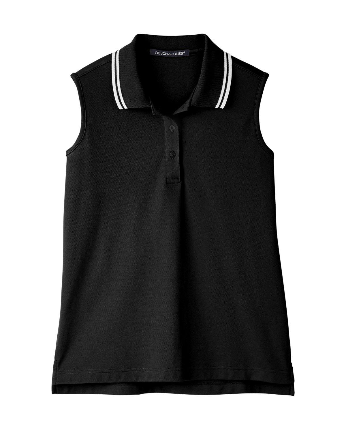 Image for CrownLux Performance® Ladies' Plaited Tipped Sleeveless Polo