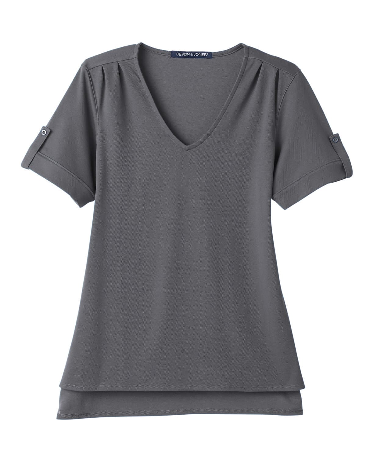 Image for CrownLux Performance® Ladies' Plaited Rolled-Sleeve Top