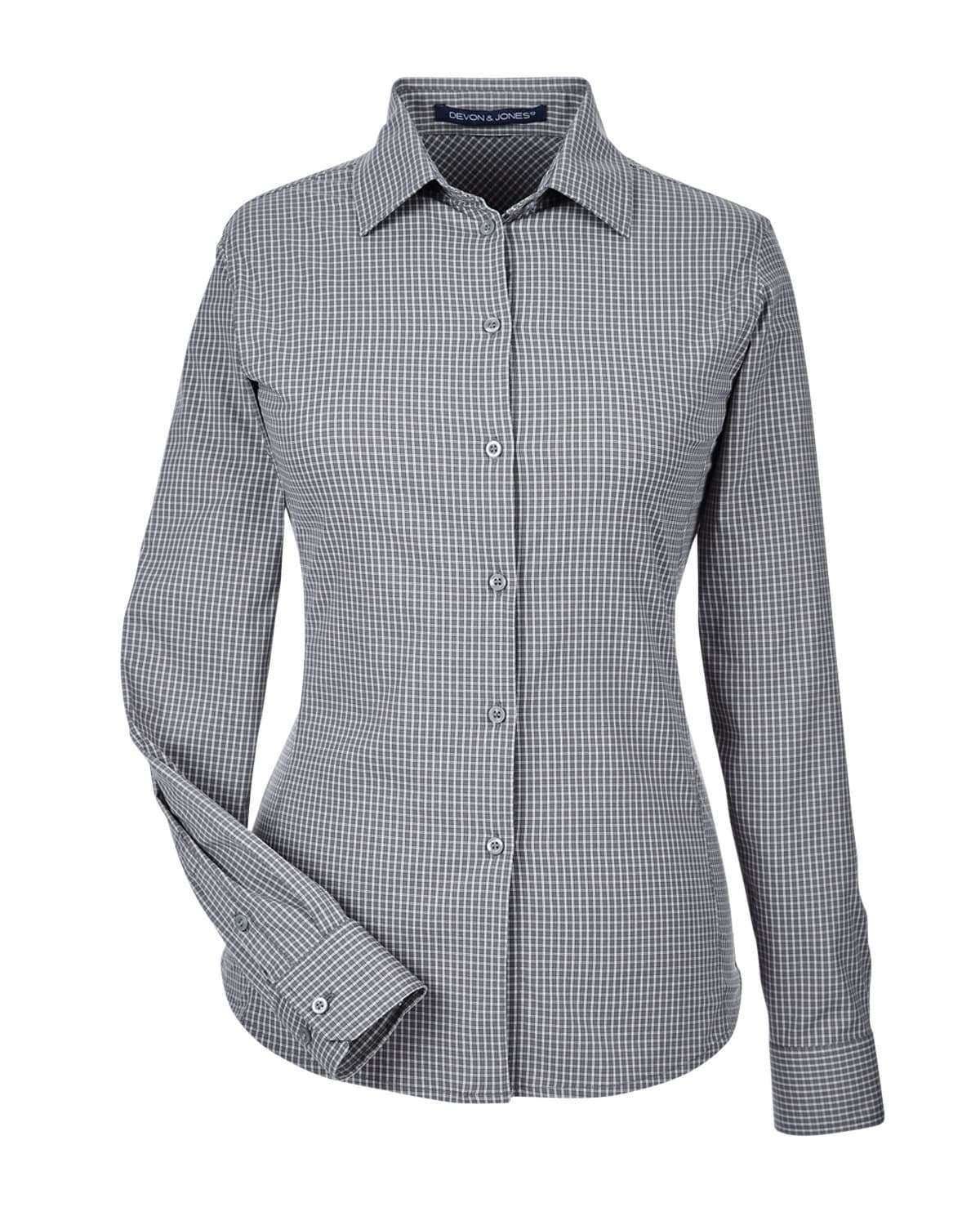 Image for CrownLux Performance® Ladies' Tonal Mini Check Woven Shirt