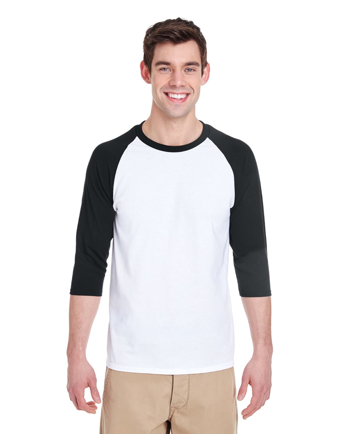 Image for Adult Heavy Cotton™ Three-Quarter Raglan Sleeve T-Shirt