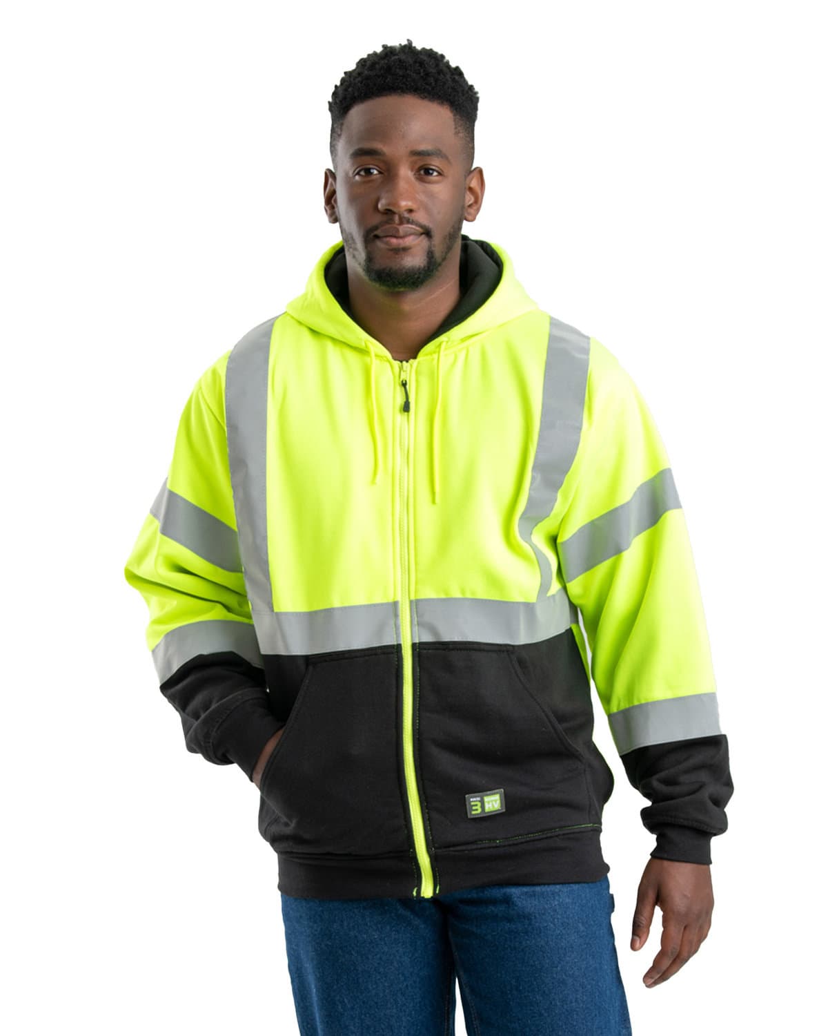 Image for Men's Hi-Vis Class 3 Color Block Full-Zip Hooded Sweatshirt