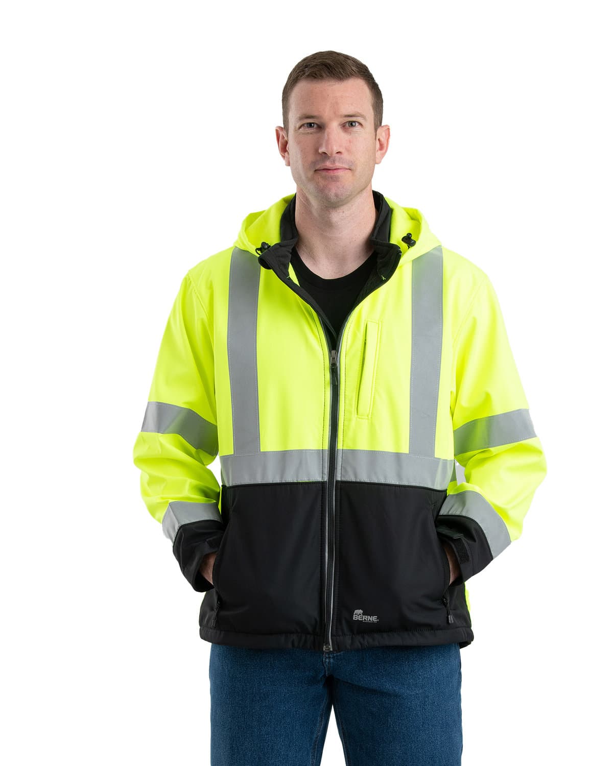 Image for Men's Hi-Vis Class 3 Hooded Softshell Jacket