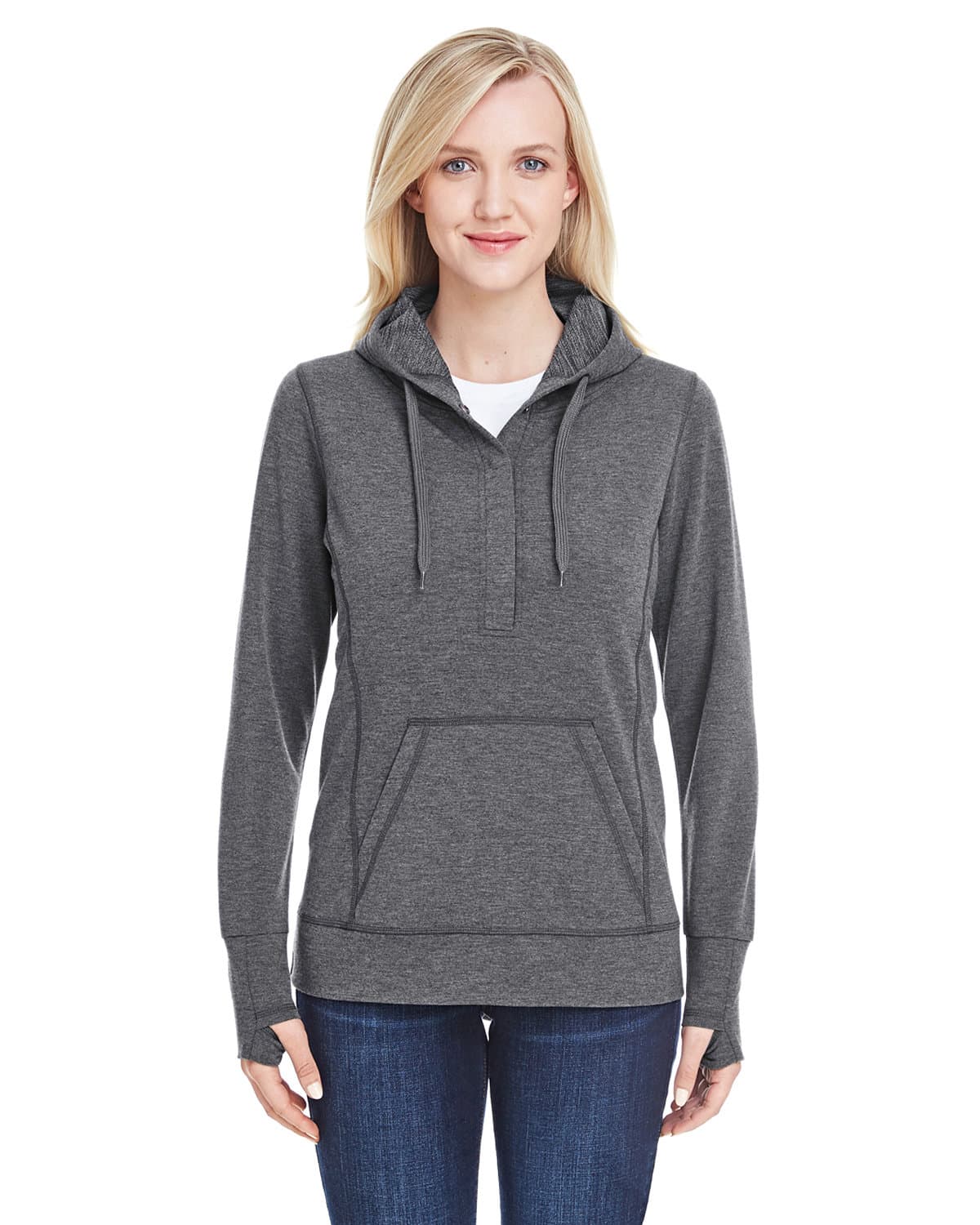 Image for Ladies' Omega Stretch Snap-Placket Hooded Sweatshirt