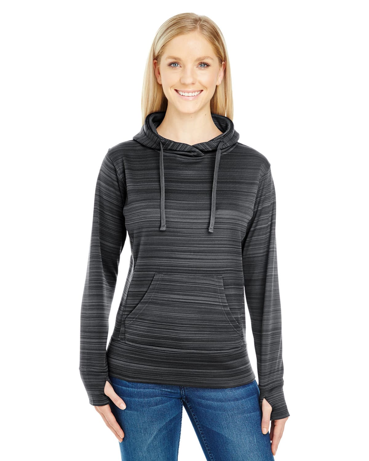 Image for Ladies' Odyssey Striped Poly Fleece Lapover Hood