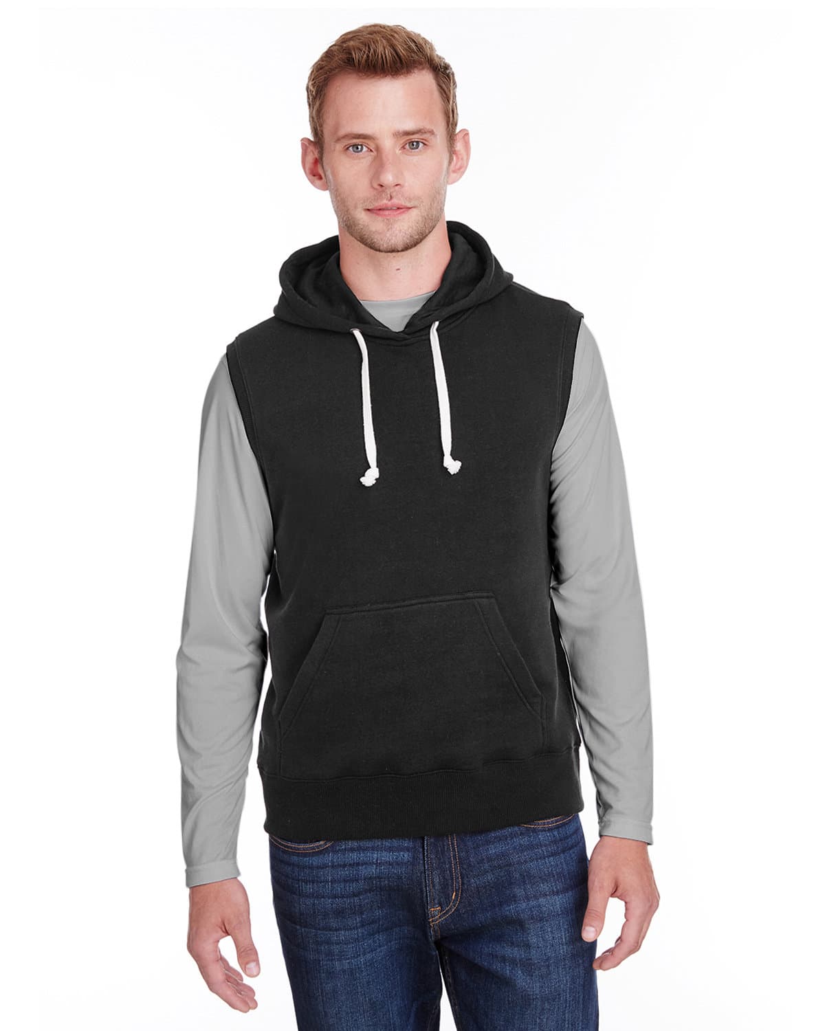 Image for Adult Triblend Fleece Sleeveless Hooded Sweatshirt