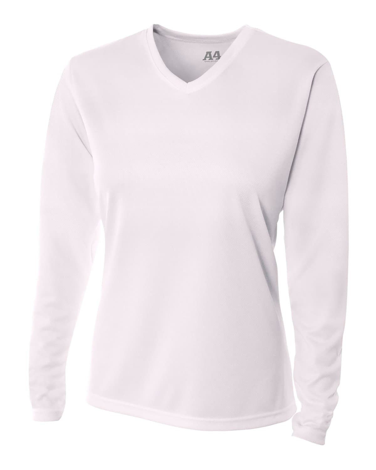 Image for Ladies' Birds-Eye Mesh Long Sleeve V-Neck T-Shirt