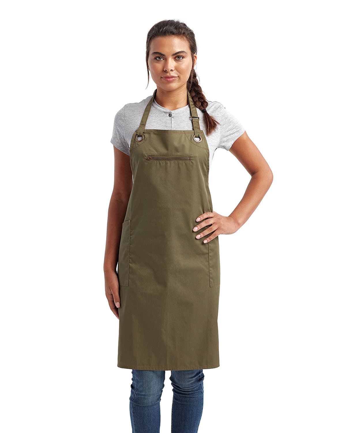 Image for Unisex ‘Barley’ Contrast Stitch Recycled Bib Apron