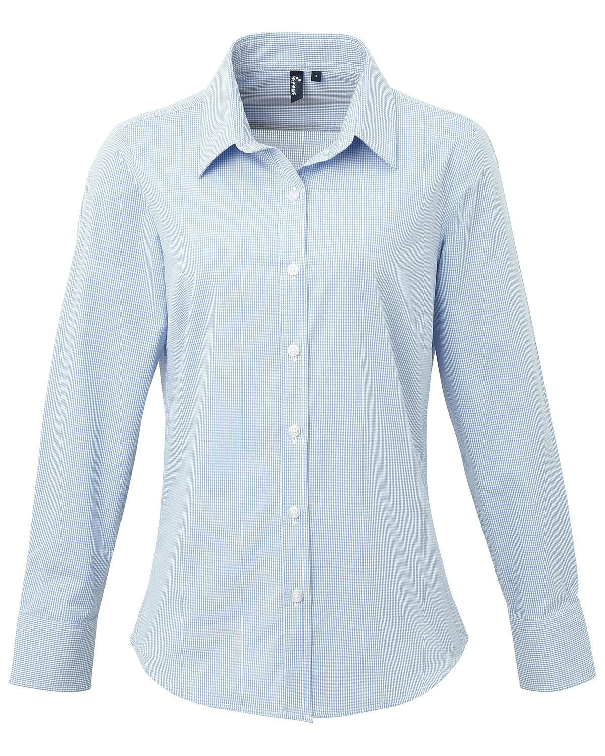 Image for Ladies' Microcheck Gingham Long-Sleeve Cotton Shirt
