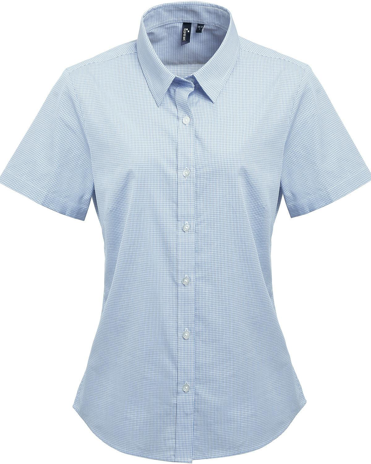 Image for Ladies' Microcheck Gingham Short-Sleeve Cotton Shirt