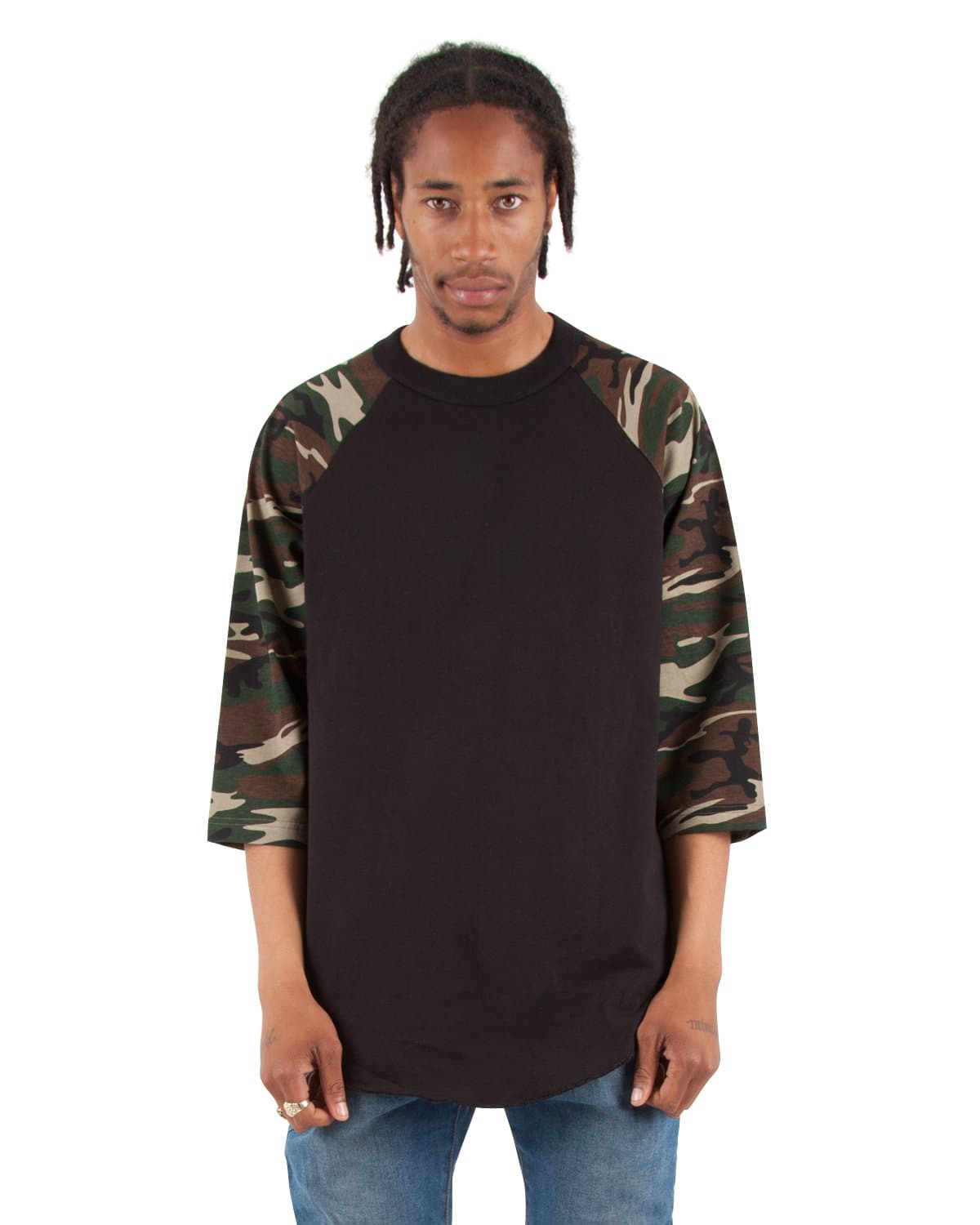 Image for Adult Three-Quarter Sleeve Camo Raglan T-Shirt