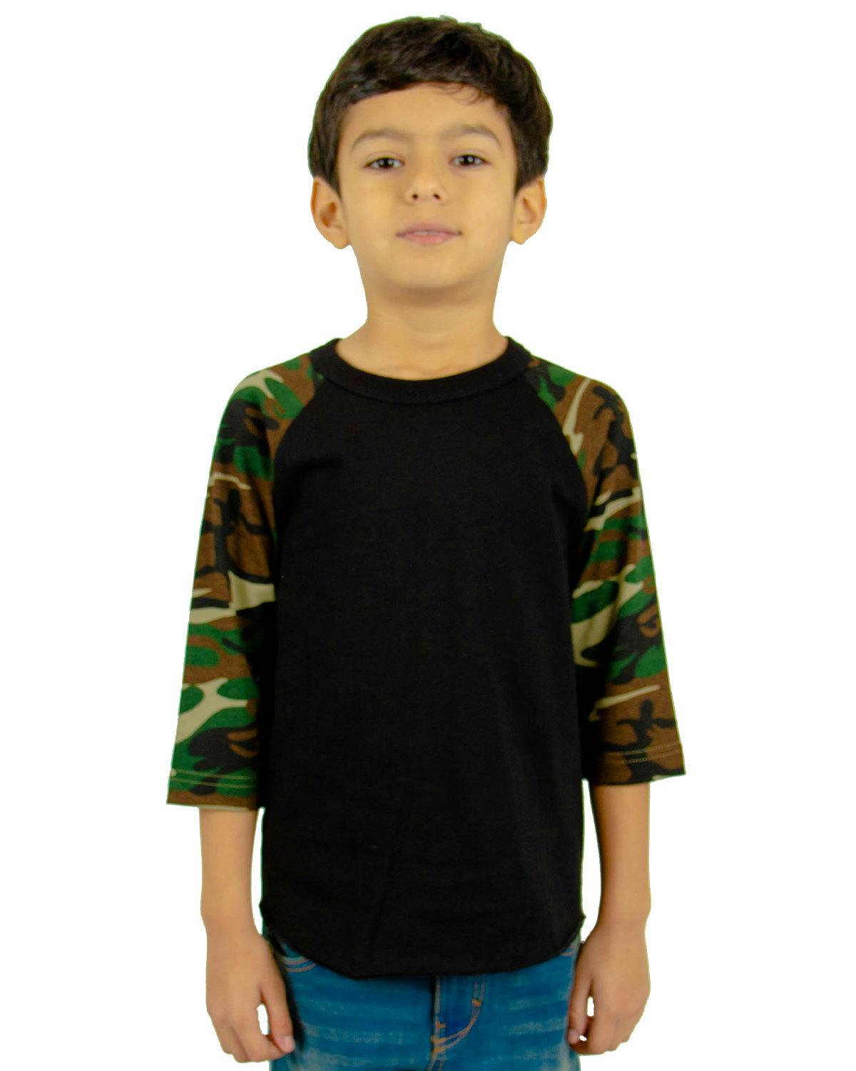 Image for Youth Three-Quarter Sleeve Camo Raglan T-Shirt