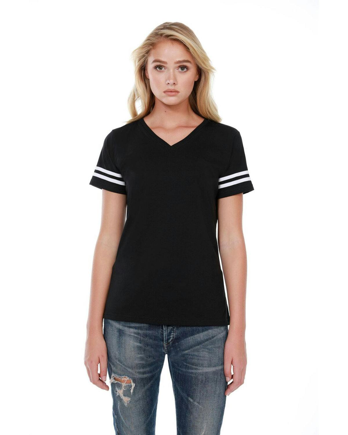Image for Ladies' CVC Striped Varsity T-Shirt