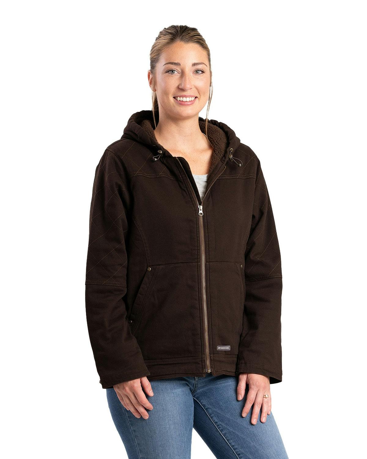 Image for Ladies' Sherpa-Lined Twill Hooded Jacket
