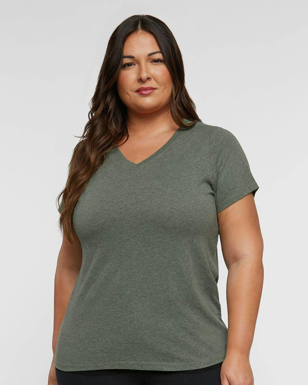 Image for Curvy Collection Women's Fine Jersey V-Neck Tee - 3817