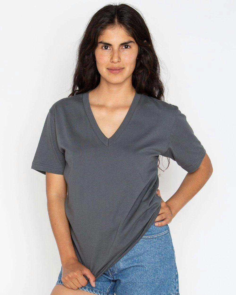 Image for USA-Made Fine Jersey V-Neck T-Shirt - 24056
