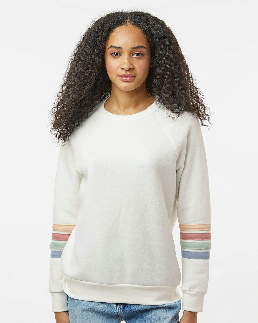Image for Women's Striped Sleeves Crewneck Sweatshirt - W23152