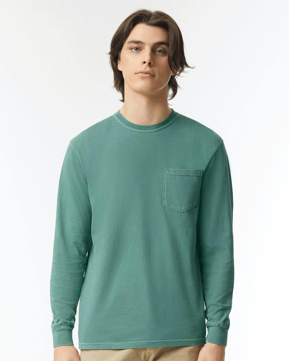 Image for Garment-Dyed Heavyweight Long Sleeve Pocket T-Shirt - 4410