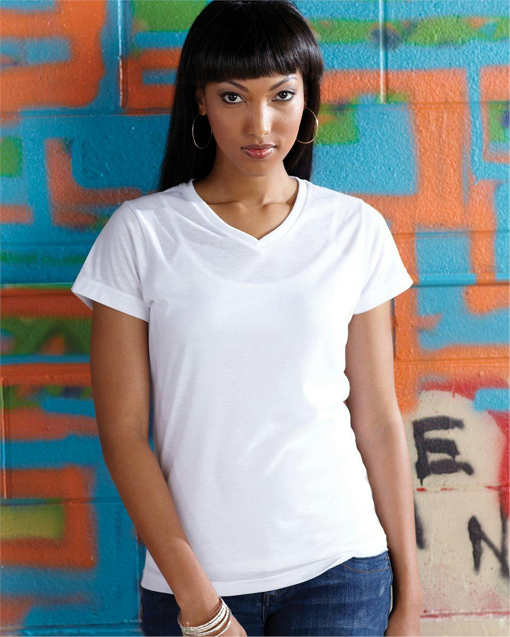 Image for Women's Polyester Sublimation V-Neck Tee - 1507