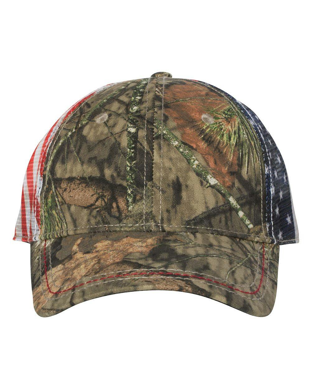 Image for Camo with American Flag Mesh Back Cap - CWF400M