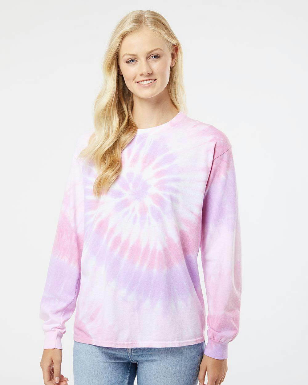Image for Multi-Color Spiral Tie-Dyed Long Sleeve T-Shirt - 240MS